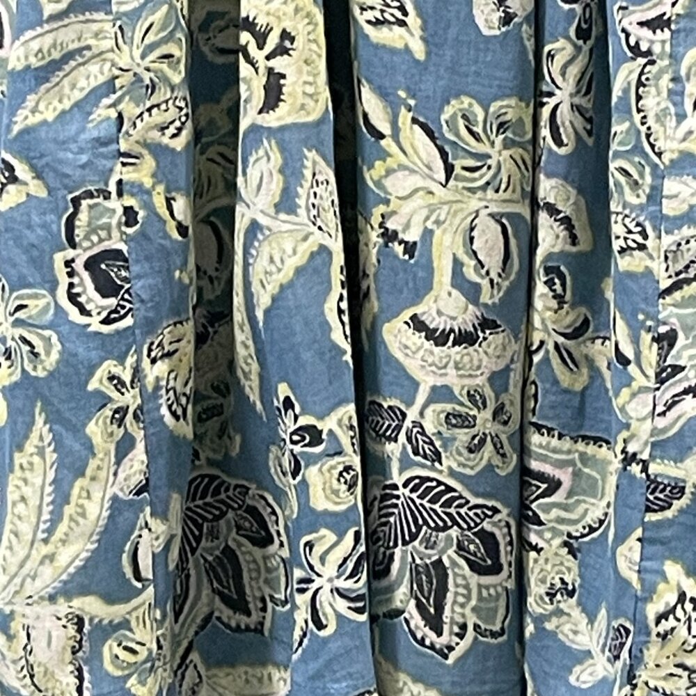 FREE PEOPLE "Kauai Getaway" Tunic Mini Dress Flutter Sleeve Blue/Green Floral L - Picture 4 of 13
